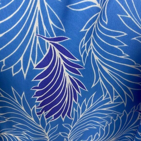 MISSY HOUSE Vintage Blue Floral Hibiscus Pleated Front Belted Dress US 17-18 - Picture 8 of 14